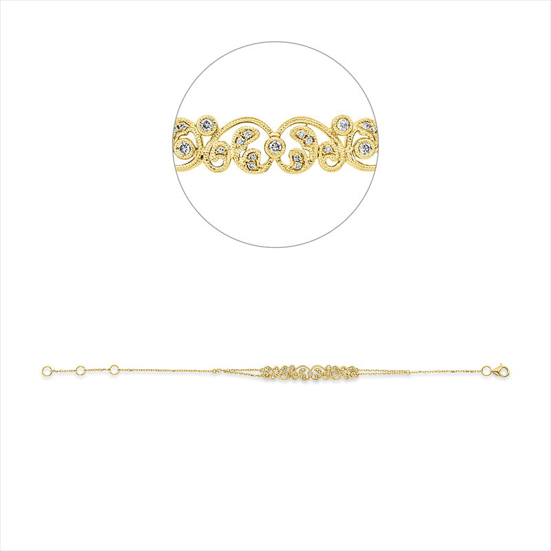 Armband 18 kt GG, mit ZÖ 15,3 cm + 16,5 cm, 26 Brill. 0,07 ct, TW-si, 5 Brill. 0,05 ct, TW-si