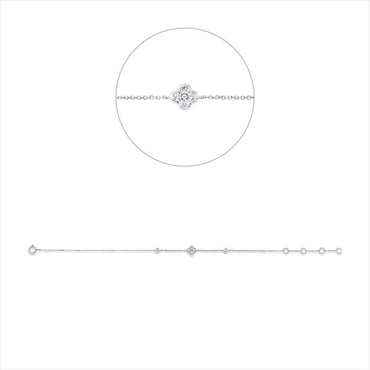 Armband 18 kt WG, mit ZÖ 15cm, 16cm, 17cm, 6 Brill. 0,16 ct, W-si