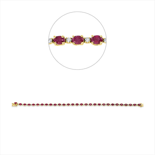 Armband 18 kt GG, 29 Brill. 0,62 ct, F-vsi, 29 Rubine 6,41 ct rot