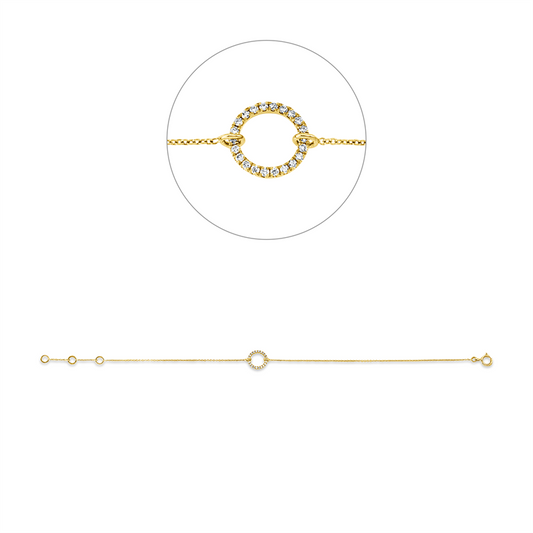 Armband 18 kt GG, mit ZÖ 16 cm + 17 cm, 22 Brill. 0,07 ct, TW-si