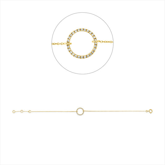 Armband 18 kt GG, mit ZÖ 16 cm + 17 cm, 28 Brill. 0,07 ct, TW-si