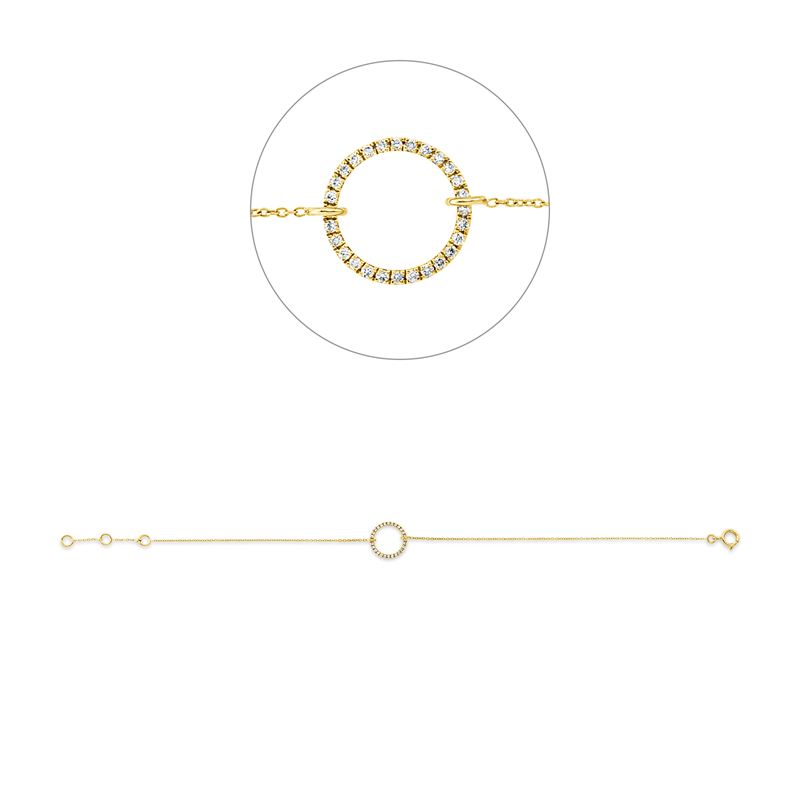 Armband 18 kt GG, mit ZÖ 16 cm + 17 cm, 28 Brill. 0,07 ct, TW-si