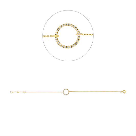Armband 18 kt GG, mit ZÖ 16 cm + 17 cm, 28 Brill. 0,07 ct, TW-si