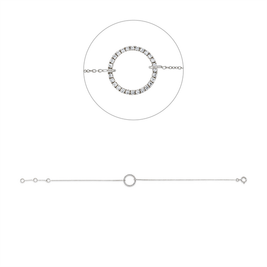 Armband 18 kt WG, mit ZÖ 16 cm + 17 cm, 28 Brill. 0,07 ct, TW-si