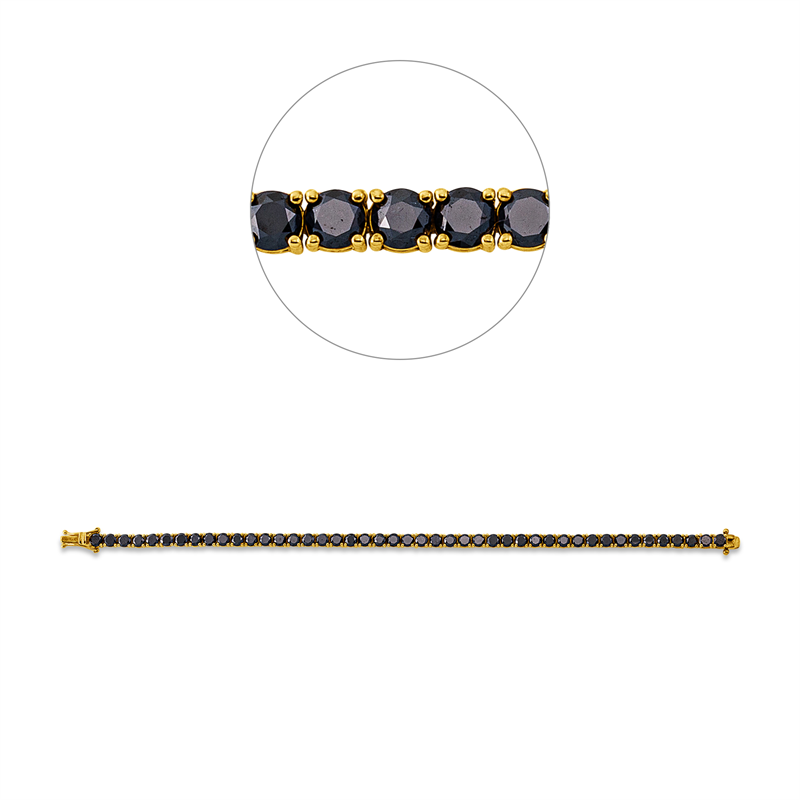 Armband 18 kt GG, 45 Brill. 10,20 ct, schwarz