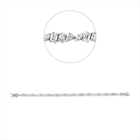 Armband 18 kt WG, 17 Nav. 1,50 ct, 13 Ov 1,39 ct, 13 Trop 1,12 ct, 13 Sm.schliff 2,19 ct, TW-vsi