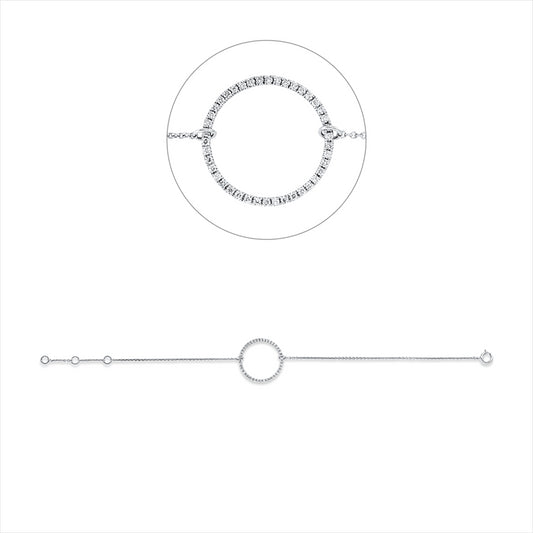 Armband 18 kt WG, mit ZÖ 15,2 cm + 16,5 cm, 42 Brill. 0,22 ct, W-si