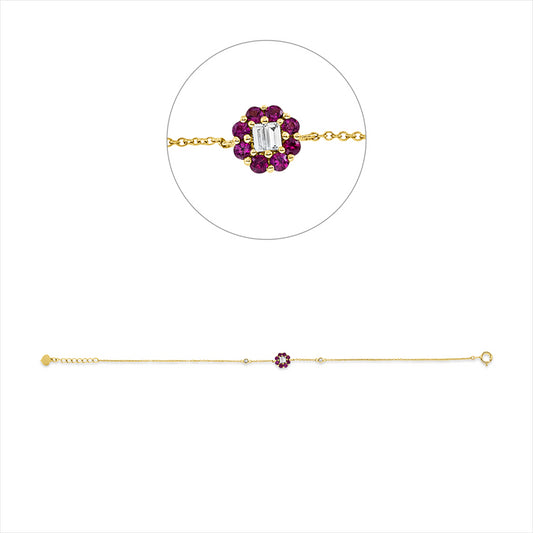 Armband 18 kt GG, 2 Bag. 0,06 ct, TW-vsi/si, 2 Brill. 0,03 ct, TW-vsi/si, 8 Saphire 0,27 ct blau