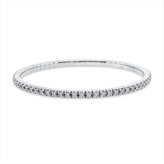 Armband 18 kt WG, Flex-Band, variabel, rhodinier, 66 Brill. 1,36 ct, TW-si