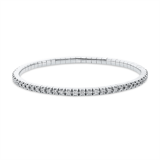 Armband 18 kt WG, Flex-Band, variabel, rhodinier, 66 Brill. 1,36 ct, TW-si
