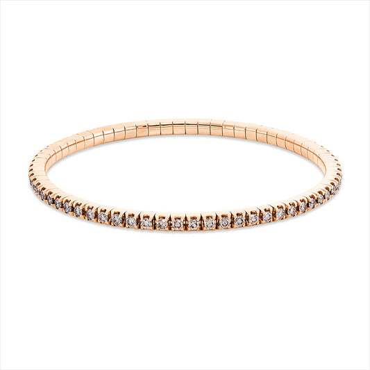 Armband 18 kt RG, Flex-Band, variabel, 66 Brill. 2,40 ct, braun