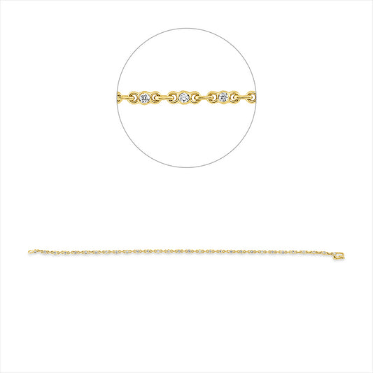 Armband 18 kt GG, 30 Brill. 0,50 ct, TW-si