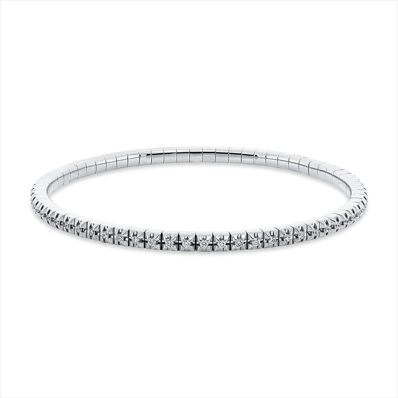 Armband 18 kt WG, Flex-Band, variabel, rhodinier, 66 Brill. 0,69 ct, TW-si