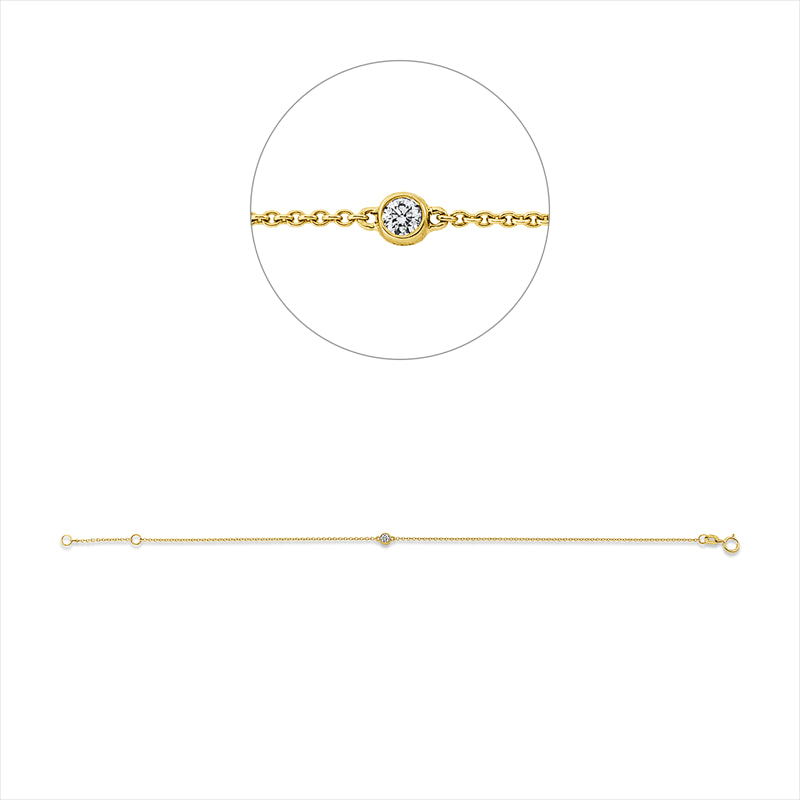 Armband 14 kt GG, mit ZÖ 17 cm, 1 Brill. 0,09 ct, TW-si