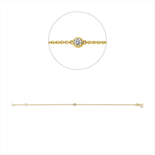 Armband 14 kt GG, mit ZÖ 17 cm, 1 Brill. 0,09 ct, TW-si