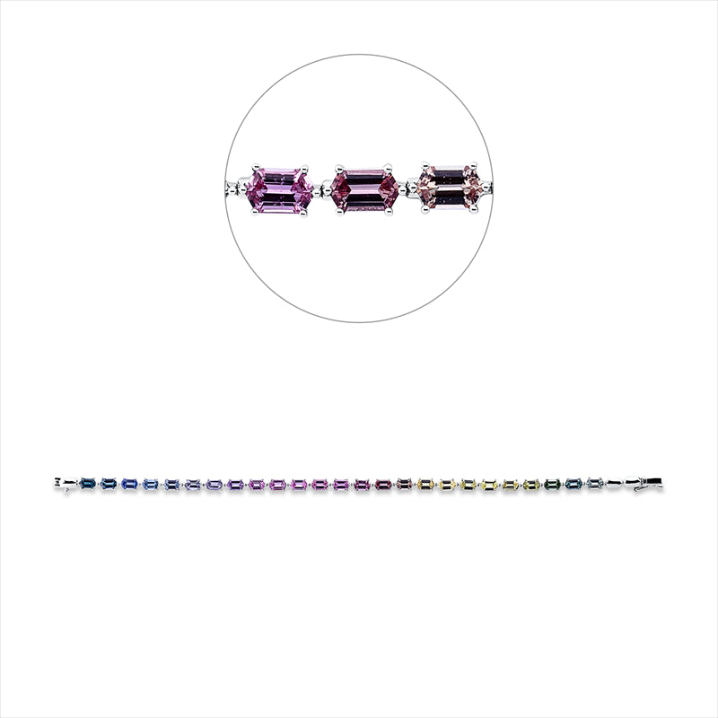 Armband 18 kt WG, 25 Saphire 6,49 ct fancy