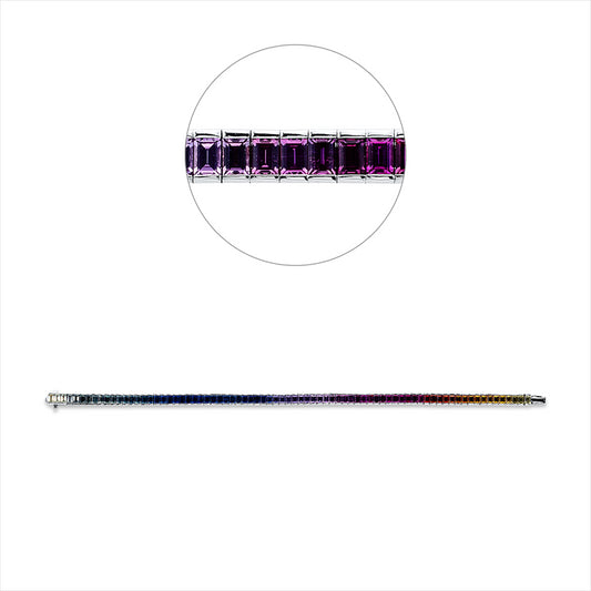 Armband 18 kt WG, 77 Saphire 6,91 ct fancy
