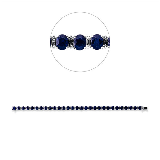 Armband 18 kt WG, 29 Bag. 2,19 ct, TW-si, 29 Saphire 11,53 ct blau