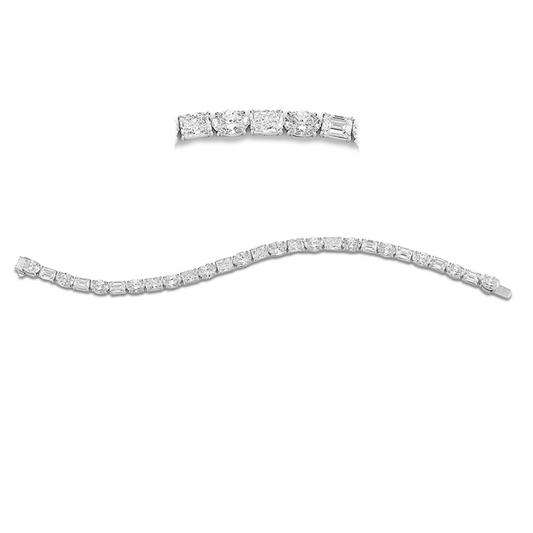 Armband 18 kt WG, 7 Sm.schliff 3,53 ct, F-vvs, 6 Radiant 3,05 ct, F-vvs, 14 Oval 7,16 ct, F-vvs
