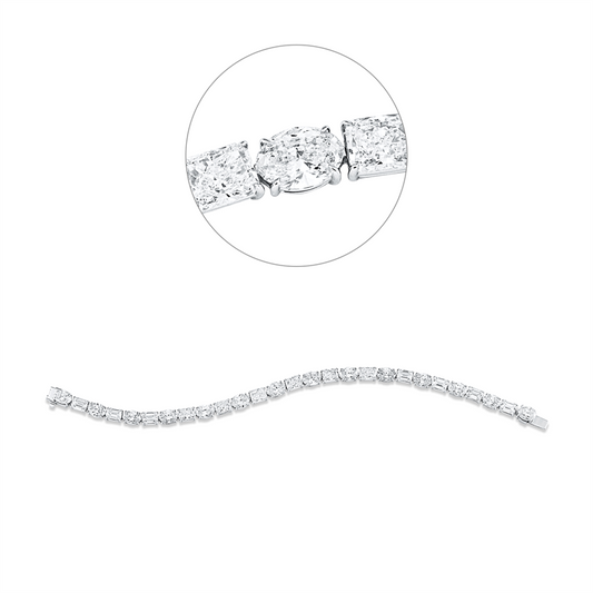 Armband 18 kt WG, 7 Sm.schliff 3,53 ct, F-vvs, 6 Radiant 3,05 ct, F-vvs, 14 Oval 7,16 ct, F-vvs
