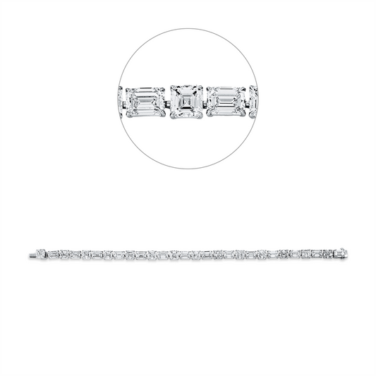 Armband 18 kt WG, 14 Assher 9,95 ct, F-vvs, 14 Sm.schliff 9,90 ct, F-vvs