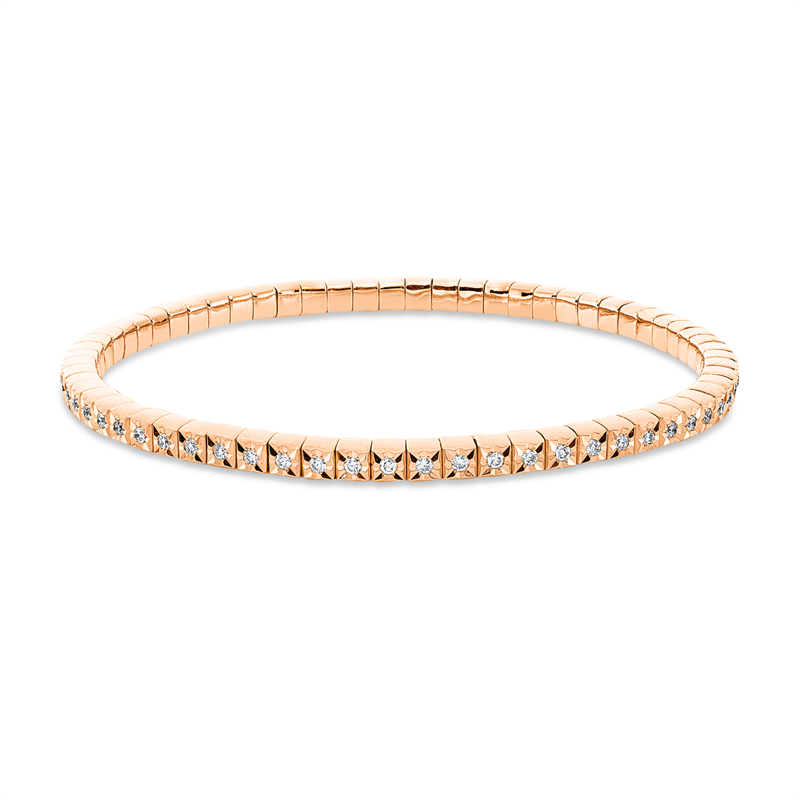 Armband 18 kt RG, flexibel, 65 Brill. 0,75 ct, TW-si