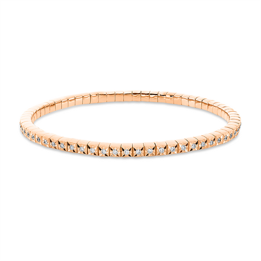 Armband 18 kt RG, flexibel, 65 Brill. 0,75 ct, TW-si
