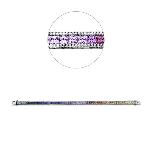 Armband 18 kt WG, 348 Brill. 1,16 ct, TW-si, 58 Saphire 10,39 ct fancy