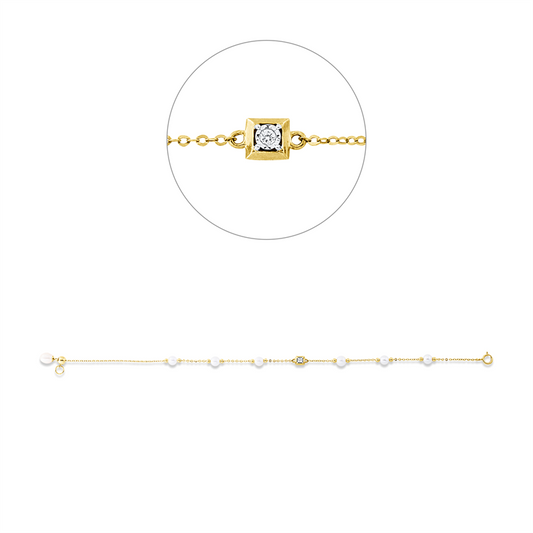 Armband 18 kt GG+WG, mit ZÖ 17 cm, 1 Brill. 0,02 ct, TW-si, 1 SW weiß 5 mm, 6 SW weiß 4 mm