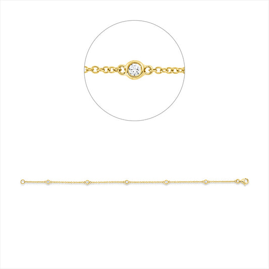 Armband 18 kt GG, 5 Brill. 0,21 ct, TW-si
