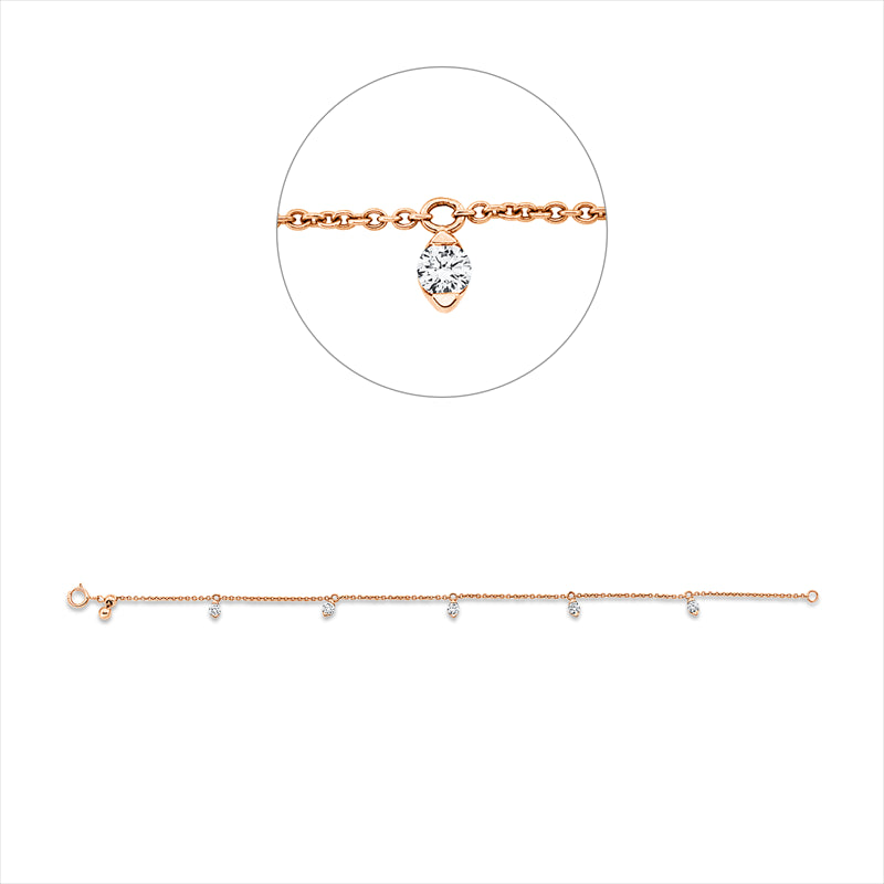 Armband 18 kt RG, 5 Brill. 0,39 ct, TW-si