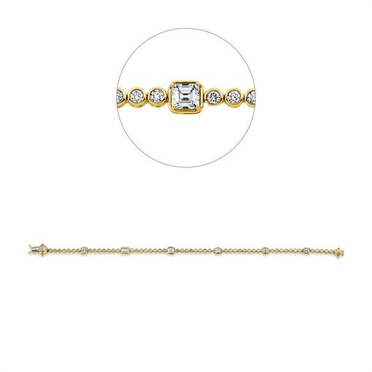 Armband 18 kt GG+WG, 7 Fant-Schl. 1,43 ct, TW-vsi, 52 Brill. 1,27 ct, TW-vsi