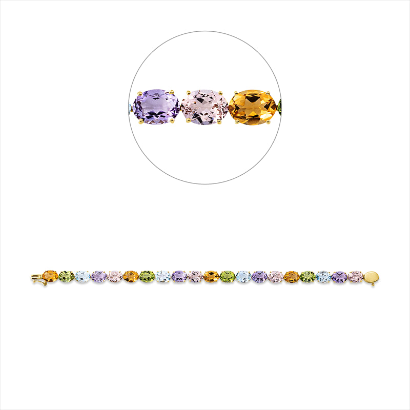 Armband 18 kt GG, 20 Farbsteine 26,10 ct multicolor