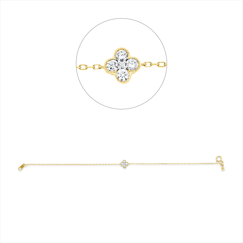 Armband 18 kt GG, Fassung rhodiniert, 1 Brill. 0,01 ct, TW-si, 4 Brill. 0,23 ct, TW-si