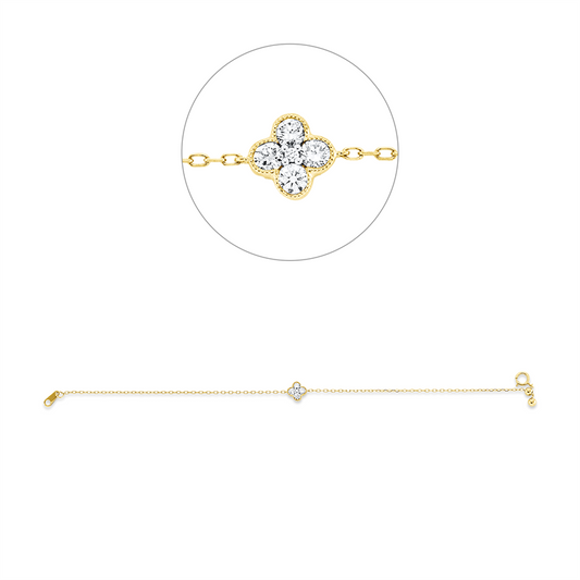 Armband 18 kt GG, Fassung rhodiniert, 1 Brill. 0,01 ct, TW-si, 4 Brill. 0,22 ct, TW-si