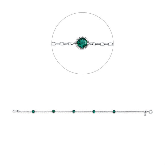 Armband 18 kt WG, 5 Smaragde 0,72 ct grün