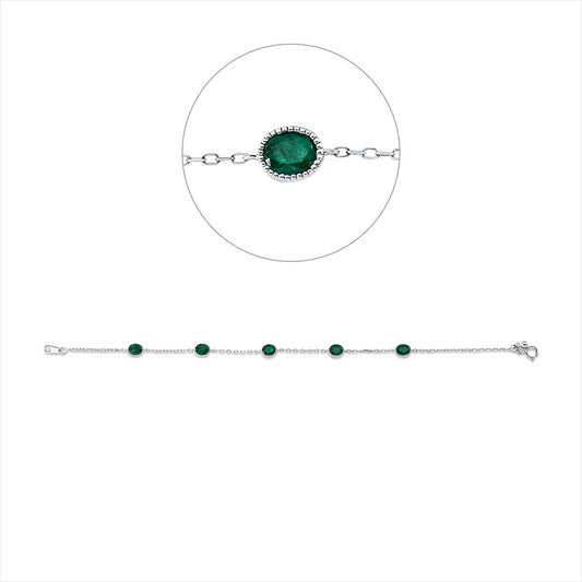 Armband 18 kt WG, 5 Smaragde 1,47 ct grün