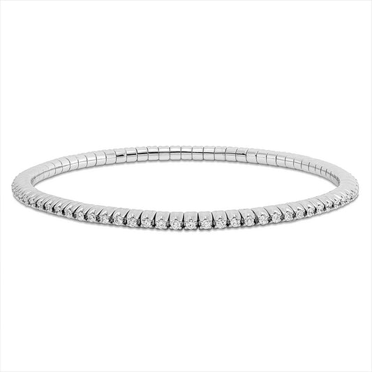 Armband 18 kt WG, Flex-Band, variabel, rhodinier, 77 Brill. 1,18 ct, TW-si