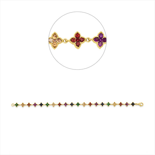 Armband 18 kt GG, 100 Saphire 2,99 ct multicolor