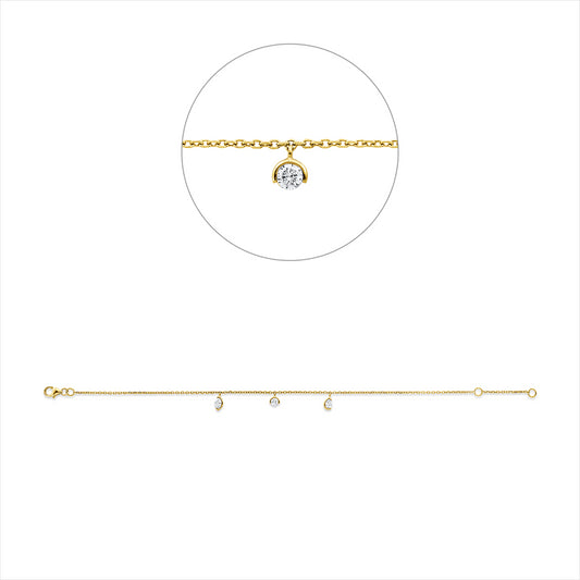 Armband 18 kt GG, mit ZÖ 16 cm, 1 Nav. 0,11 ct, TW-si, 1 Tropfen 0,07 ct, TW-si, 1 Brill. 0,09 ct, TW-si