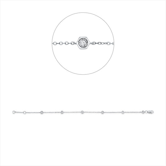 Armband 18 kt WG, mit ZÖ 16,5 cm, 6 Brill. 0,13 ct, TW-si