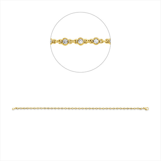 Armband 18 kt GG, 38 Brill. 0,50 ct, TW-si