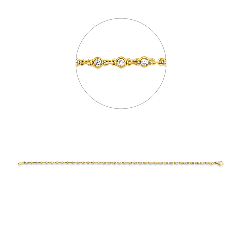 Armband 18 kt GG, 38 Brill. 0,50 ct, TW-si