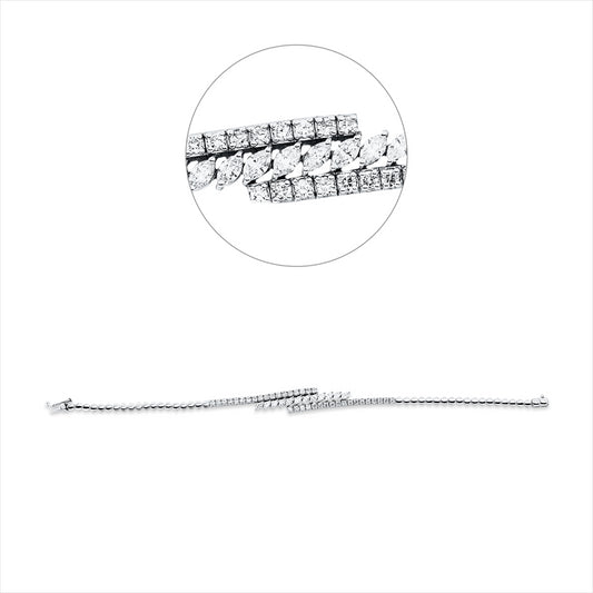 Armband 18 kt WG, 12 Nav. 0,83 ct, TW-vsi/si, 36 Brill. 0,91 ct, TW-vsi/si