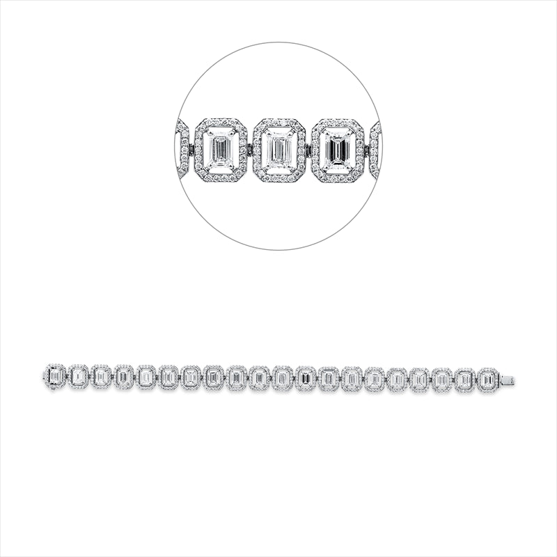 Armband 18 kt WG, 20 Sm.schliff 9,76 ct, TW-si, 440 Brill. 2,39 ct, TW-si