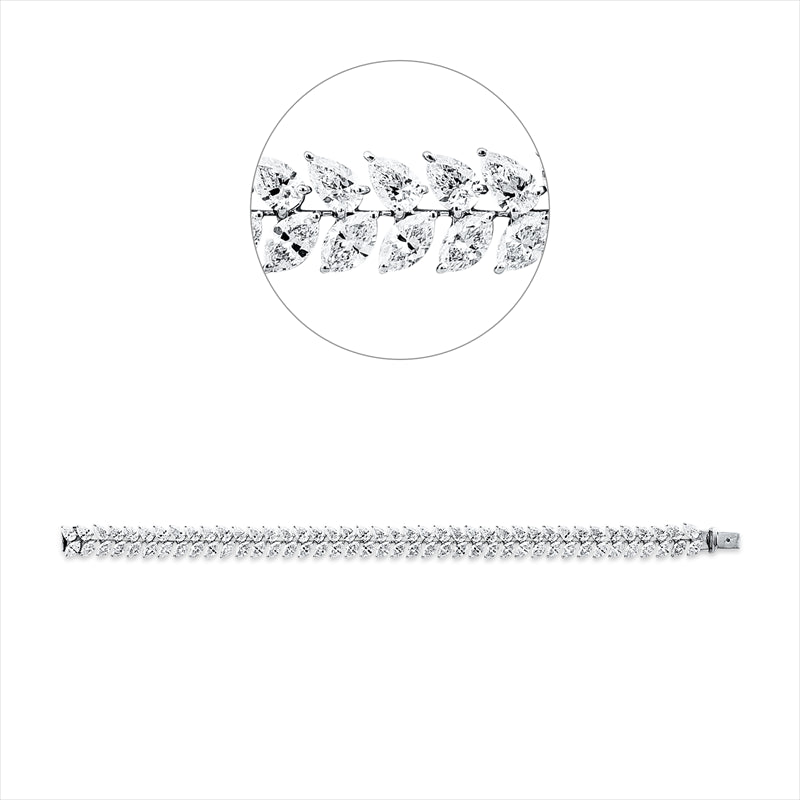 Armband 18 kt WG, 41 Nav. 8,00 ct, TW-vvs/vs, 41 Tropfen 7,85 ct, TW-vvs/vs