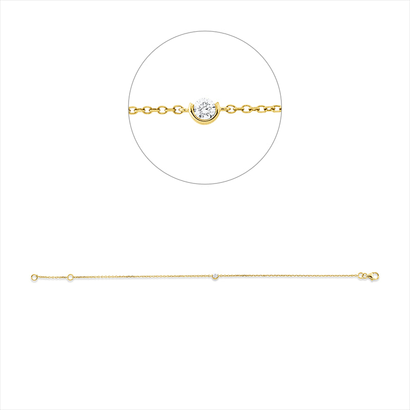 Armband 18 kt GG, mit ZÖ 16 cm, 1 Brill. 0,08 ct, TW-si
