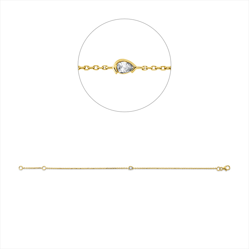 Armband 18 kt GG, mit ZÖ 16 cm, 1 Tropfen 0,07 ct, TW-si