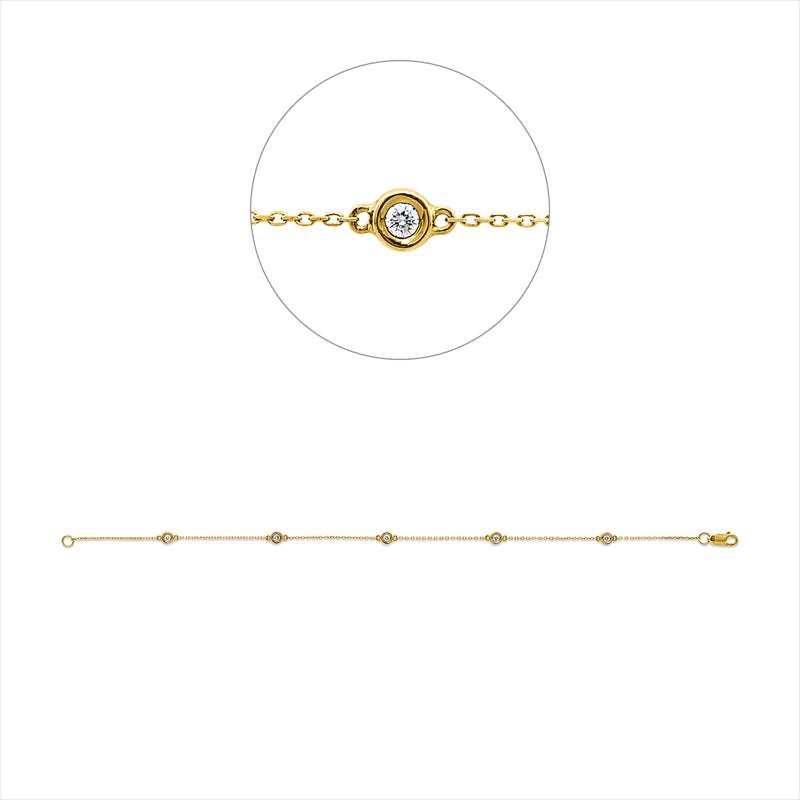 Armband 14 kt GG, 5 Brill. 0,12 ct, TW-si