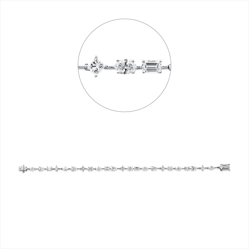Armband 18 ktWG,4 Oval 0,76ct,4 Sm.schliff 0,76ct, 6 Princ0,83ct,6 Nav1,18ct,5 Tropfen1,02ct,TW-si